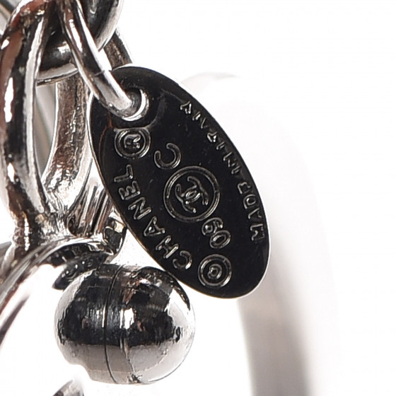 CHANEL CC Heart Bag Charm White Silver 426593 | FASHIONPHILE