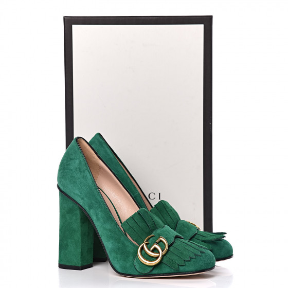 GUCCI GGスフリムハイウエストハンツ 675587ZAHMD 3235 GUCCI Kid Scamosciato GG Marmont Fringe 105mm Loafer Pumps