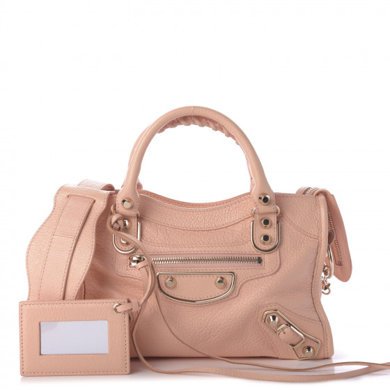 BALENCIAGA Chevre Gold Metallic Edge Hardware Mini City Rose