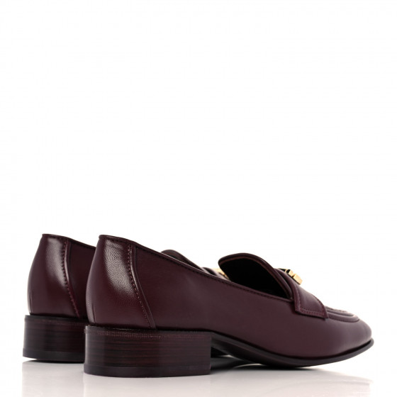 CHANEL Lambskin Quilted Womens CC Loafers 39 Burgundy