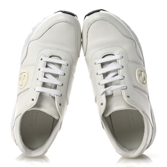 GUCCI Calfskin Womens Interlocking G Sneakers 35 White