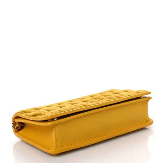 MIU MIU Nappa Velvet Matelasse Wallet On Chain Yellow