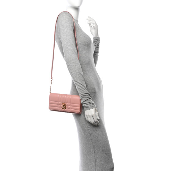 BURBERRY Lambskin Quilted Lola Chain Wallet Blush Pink