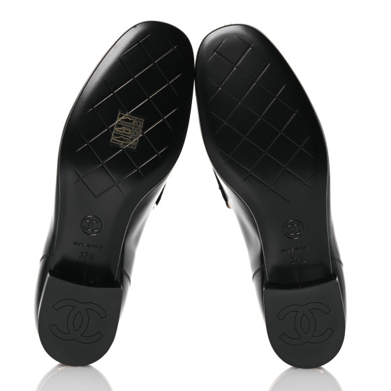 【CHANEL】希少ヴィンテージローファー黒37号 CHANEL(シャネル) シャイニーカーフスキンローファーG37671