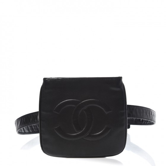 CHANEL Lambskin CC Waist Belt Bag Black 337406 FASHIONPHILE