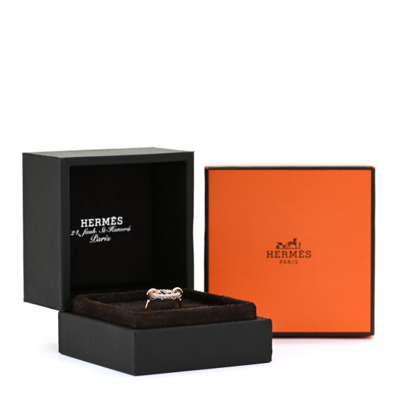HERMES 18K Rose Gold Diamond Farandole Ring 50 5.25 972359