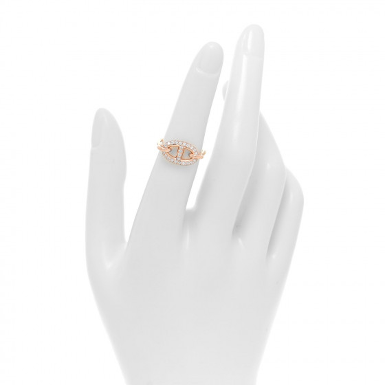 HERMES 18K Rose Gold Diamond Farandole Ring 50 5.25 972359