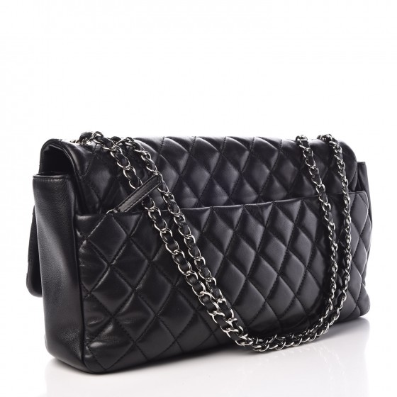 CHANEL Lambskin Jumbo Coco Rain Flap Black 299014 | FASHIONPHILE