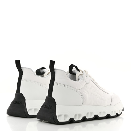 【アクティブな日常に】HERMES Impulse スニーカー ホワイト HERMES Parachute Fabric Calfskin Impulse Sneakers 36 White