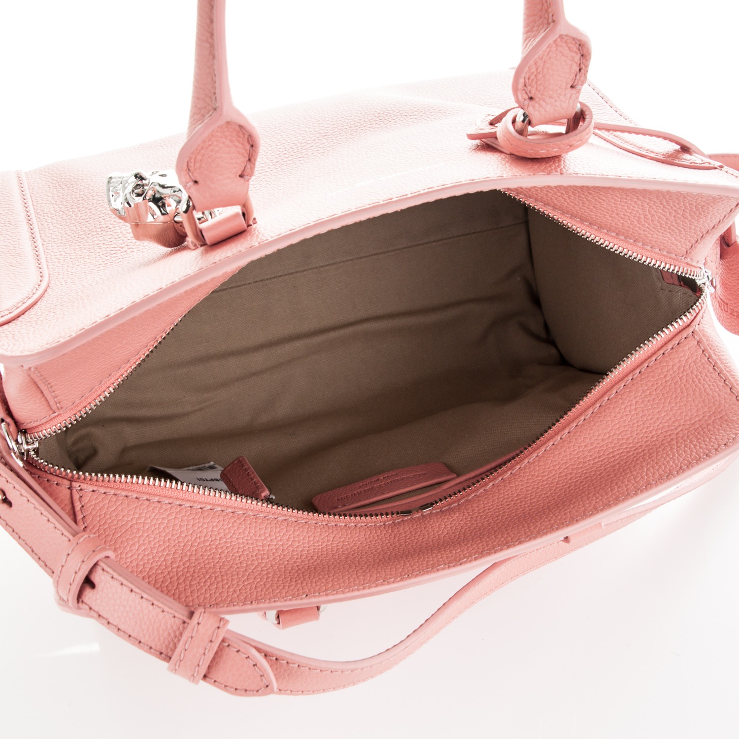 ALEXANDER MCQUEEN Pebbled Calfskin Small Skull Padlock Zip