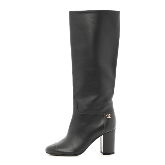 ユエページ　　35点 CHANEL Calfskin CC Knee High Boots 35 Black 1168141