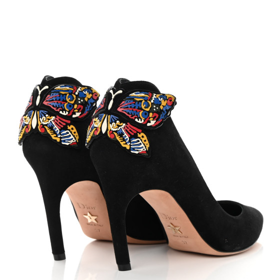 CHRISTIAN DIOR Suede D-Butterfly Pumps 37 Black 1169429