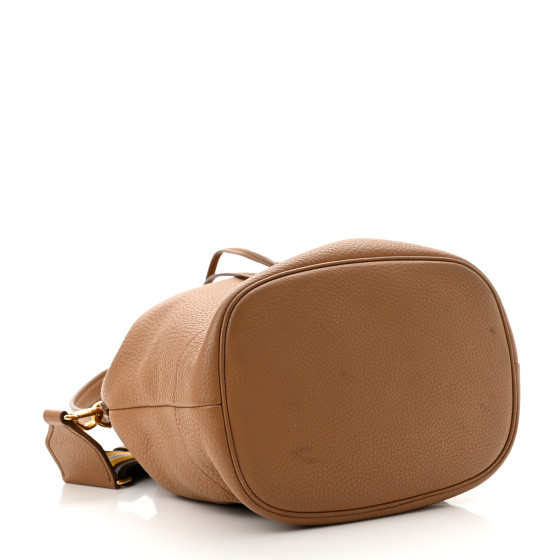 PRADA Vitello Daino Drawstring Bucket Beige 1171772