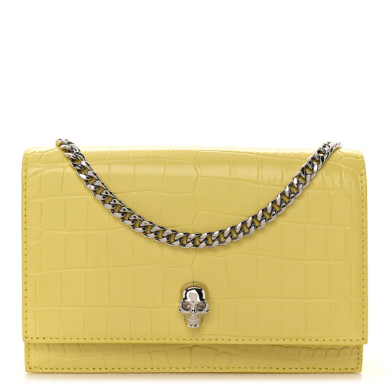 【送料&関税込】Alexander McQueen Logo Embossed Crossbody Ba ALEXANDER MCQUEEN Calfskin Crocodile Embossed Skull Mini