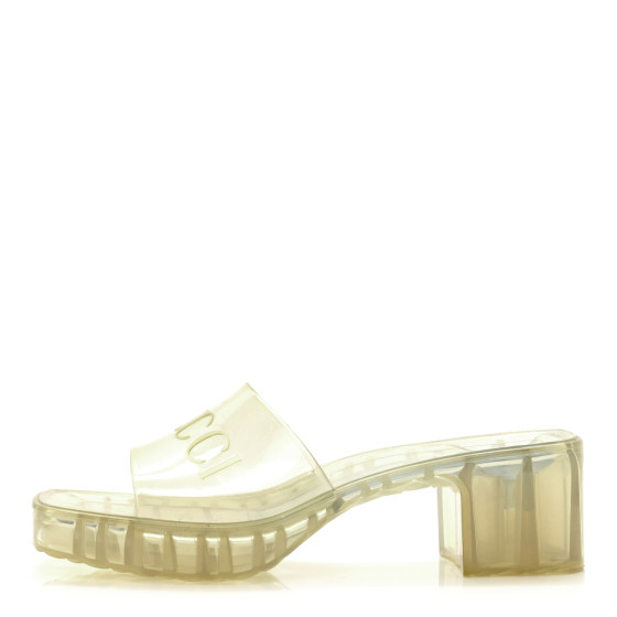 【GUCCI 】Rubber Transparent Slide Sandals GUCCI Rubber Gucci Logo Womens Platform 20/60mm Slide
