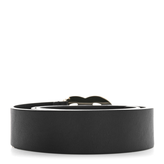 CHANEL Calfskin Metal Enamel CC Belt 75 30 Black White