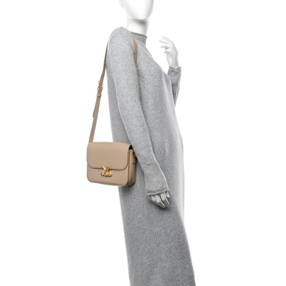 CELINE Shiny Calfskin Medium Triomphe Nude