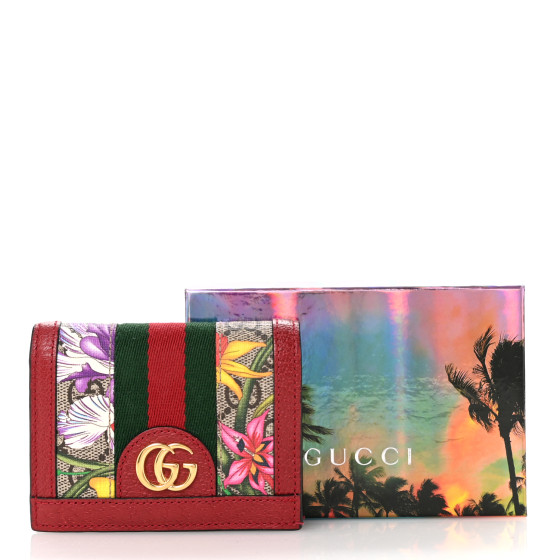 Gucci★素敵!Red Ophidia Flora Card Case Wallet GUCCI GG Supreme Monogram Flora Web Ophidia Card Case Red