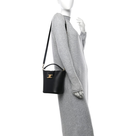 CELINE Smooth Calfskin Triomphe Small Louise Bag Black