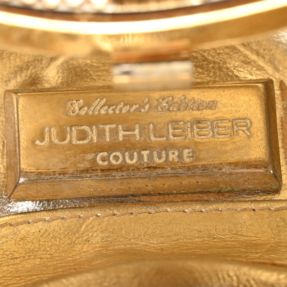 JUDITH LEIBER Crystal Sunglass Minaudiere Clutch Gold Silver