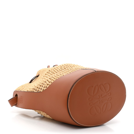 【関税送料込】Loewe Balloon Medium Raffia Leather Bucket Bag LOEWE Raffia Calfskin Balloon Bucket Bag Natural Tan 1666009
