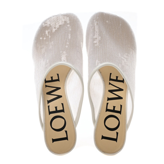 LOEWE Sequin Toy Mule Pumps 35 Transparent White 1665126