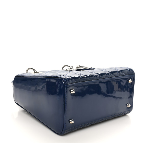 【ヴィンテージ】Rank:S☆Dior Blue Medium Cannage バック CHRISTIAN DIOR Patent Cannage Medium Lady Dior Navy Blue