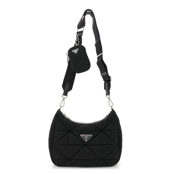 【PRADA】PATCHWORK SHOULDER BAG PRADA Re-Nylon Triangle Padded Patchwork Shoulder Bag Black