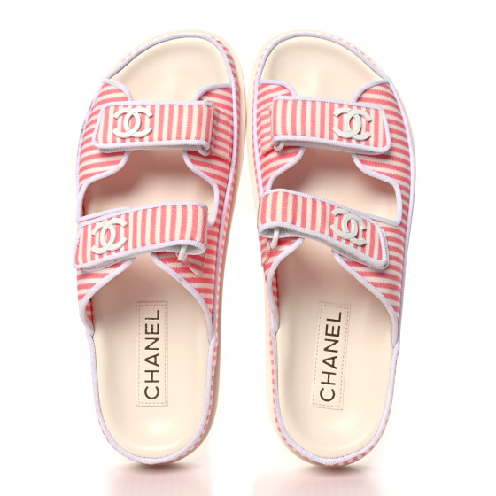 CHANEL ミュール CHANEL Printed Calfskin Velcro Dad Flat Mules 40 White Rose