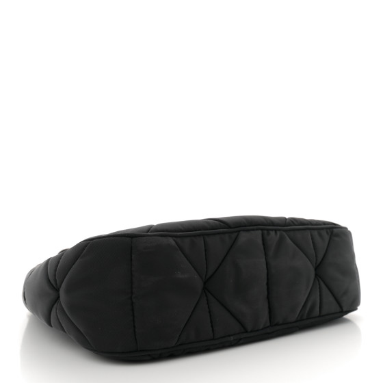 PRADA Re-Nylon Triangle Padded Patchwork Shoulder Bag Black