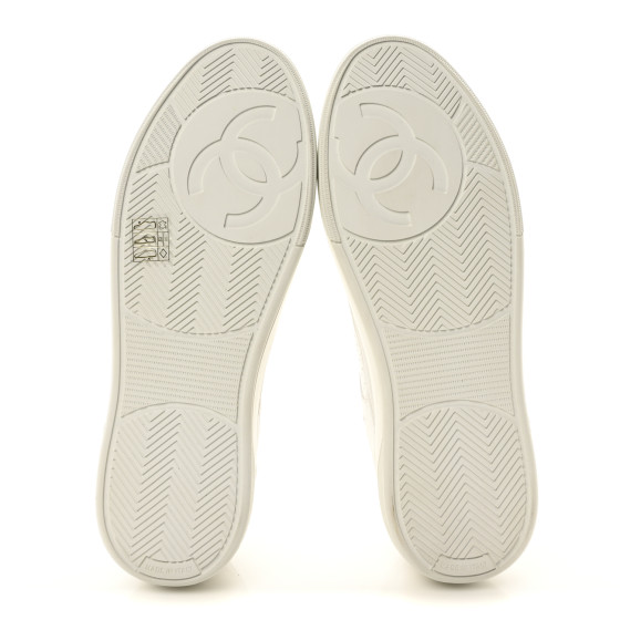 CHANEL Calfskin Womens CC Sneakers 39.5 White 1666414