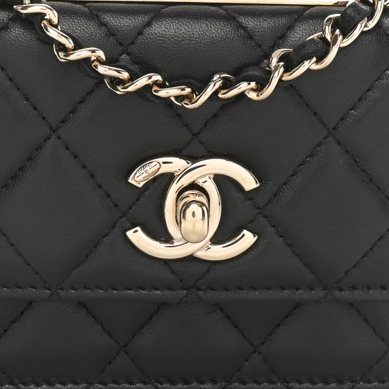 ショルダーバッグ・ポシェット × ヴィンテージ(中古) Chanel CC Diamond Card Holder on Chain Quilted Lambskin CHANEL Lambskin Quilted Trendy CC Card Holder On Chain Black
