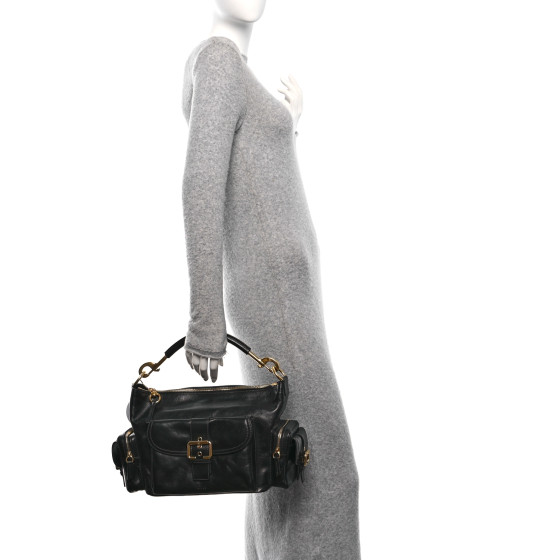CHLOE Shiny Calfskin Medium Double Carrry Camera Bag Black