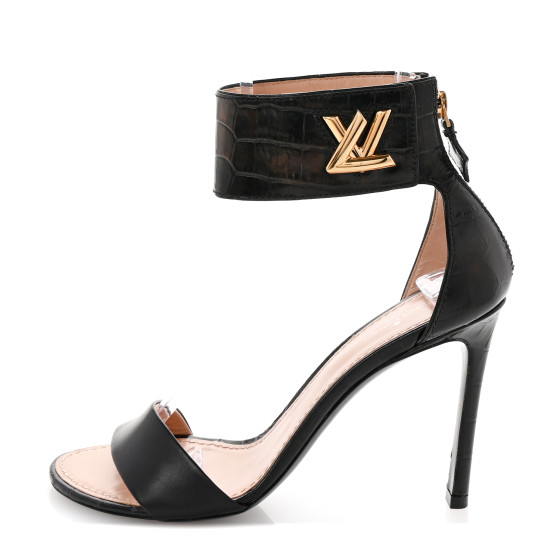 LOUIS VUITTON サンダル 37.5 Louis Vuitton Multicolour Satin Floral Ankle Strap Block
