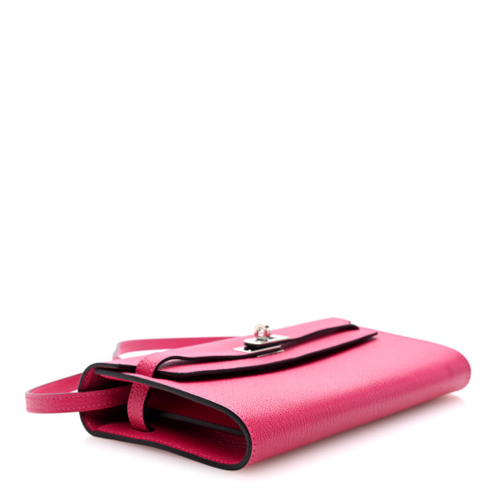 HERMES Chevre Mysore Kelly Wallet To Go Rose Mexico 1660998