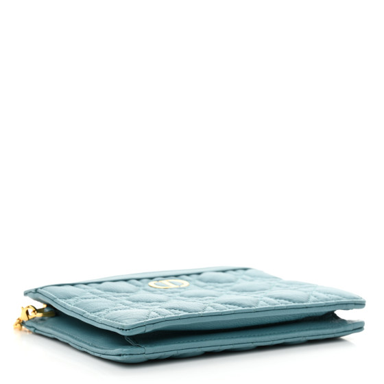 CHRISTIAN DIOR Calfskin Cannage Caro Zipped Pouch With Chain