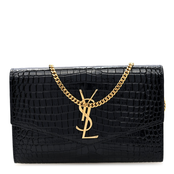 Saint Laurent正規品/送料関税込み Monogram Chain Cross Bag SAINT LAURENT Calfskin Crocodile Embossed Monogram Uptown