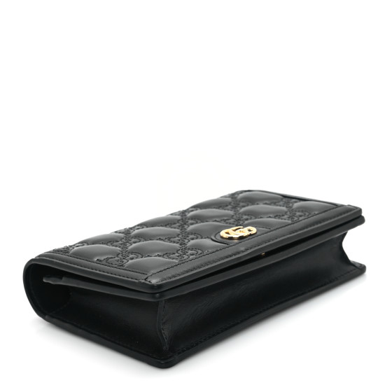 GUCCI Calfskin GG Matelasse Chain Wallet Black 1668983