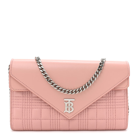 【BURBERRY】 Detachable Wallet Crossbody Bag BURBERRY Lambskin Quilted Wallet With Detachable Strap Pink