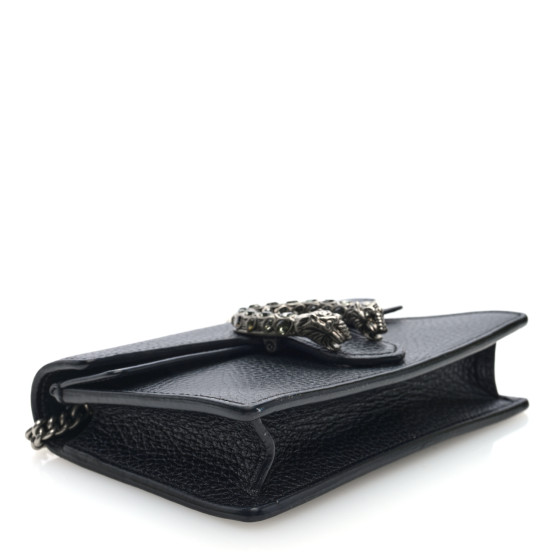 GUCCI Calfskin Super Mini Dionysus Shoulder Bag Black