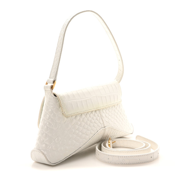 BALENCIAGA Shiny Super Supple Calfskin Crocodile Embossed