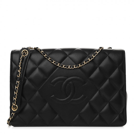 Lambskin Quilted Medium Diamond CC Flap Black