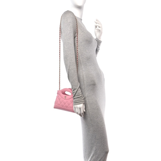 ◇PINK×CHANEL31 nano◇『CHANEL』25P ショッピング バッグ CHANEL Shiny Lambskin Quilted Nano 31 Shopping Bag Pink