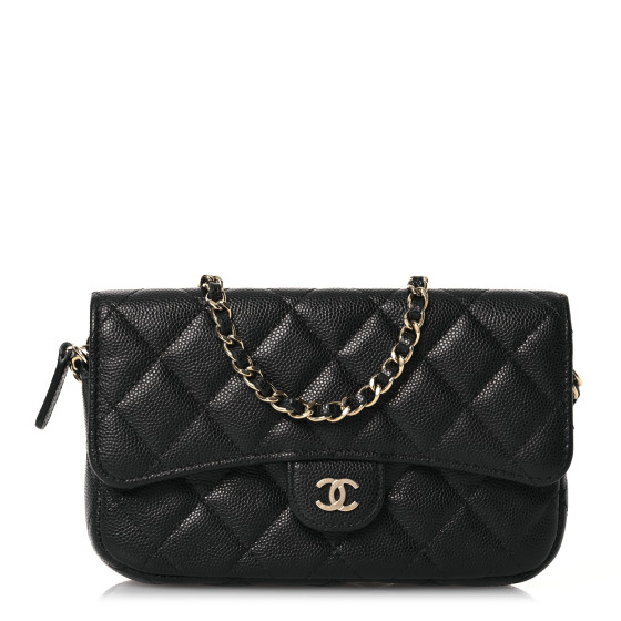 ショルダーバッグ・ポシェット × ヴィンテージ(中古) Chanel Caviar Chain Phone Holder Crossbody Bag Chanel Black Caviar Vanity Phone Holder With Chain - Luxe