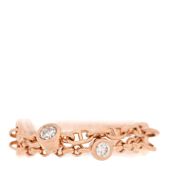 【HERMES】リング CHAINE D’ANCRE CHAOS PM ピンクゴールド HERMES 18K Rose Gold Diamond PM Chaine d'Ancre Chaos Ring 52