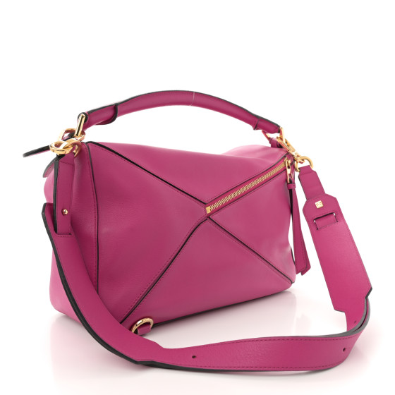 LOEWE Calfskin Medium Puzzle Bag Fuchsia 1625230 | FASHIONPHILE