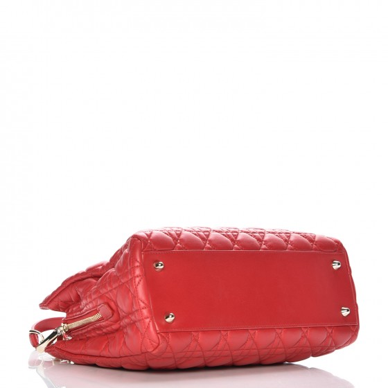 CHRISTIAN DIOR Lambskin Cannage Small Dior Soft Zipped