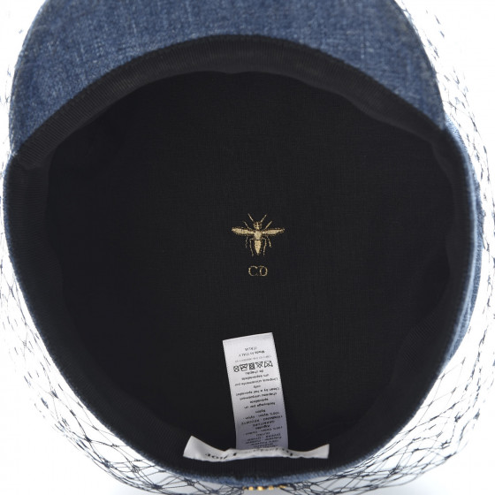 CHRISTIAN DIOR Denim Arty Cap with Veil 58 Blue 579543