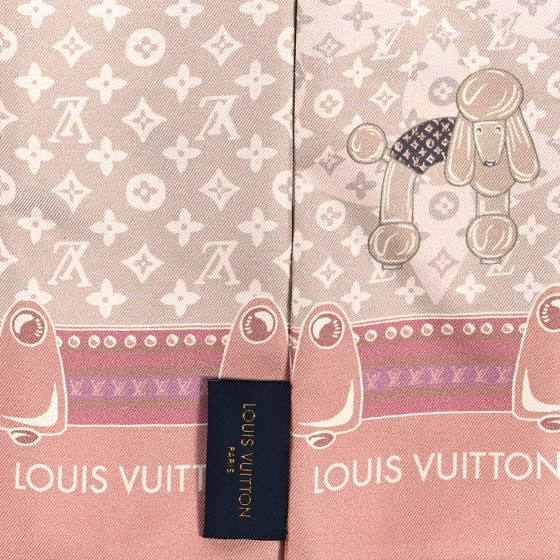 LOUIS VUITTON Silk Monogram Poodle Animalle Bandeau Rose