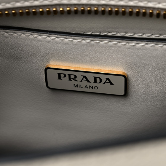 PRADA Saffiano Soft Calfskin Mini Zippered Tote White